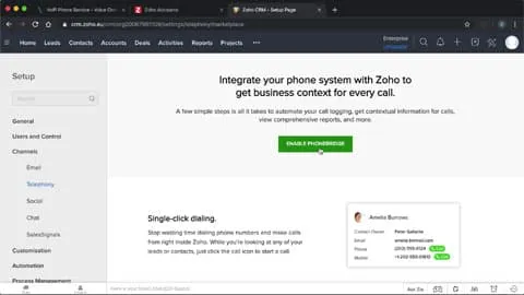 Configuración de Zoho y VoIPstudio