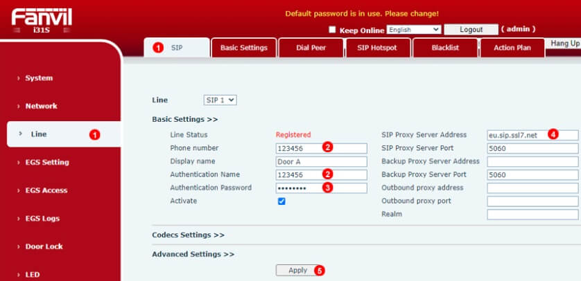 Vincular el portero automático SIP Fanvil a la PBX VoIPstudio