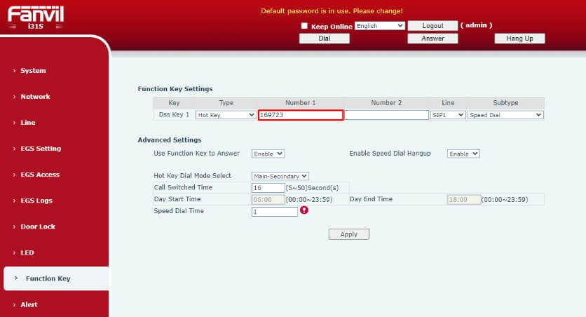 Vincular el portero automático SIP Fanvil a la PBX VoIPstudio (2)