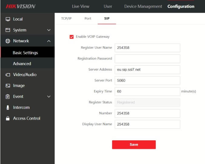 Vincular el portero automático SIP Hikvision a la PBX VoIPstudio (2)